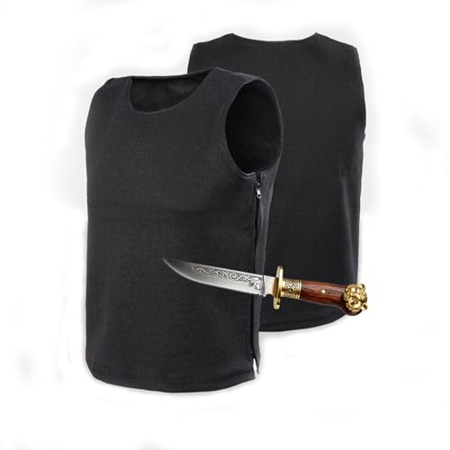Nevthar Schutzkleidung der Stufe 5,Selbstverteidigung,Schnittschutzkleidung,bissfestes,weiches Anti-Kugel-T-Shirt,Polizei und Personal,mit UHMW-PE Einsätzen,Schwarz,Security taktische weste,Leicht
