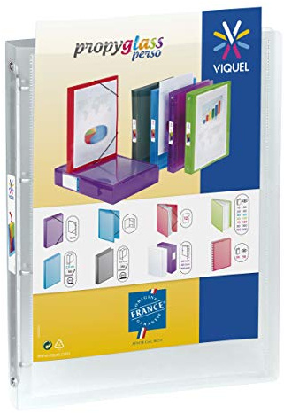 Viquel - Flexibler Ordner A4, personalisierbar, Propyglass – 4 Ringe – Rücken 2,5 cm – farblos transluzent