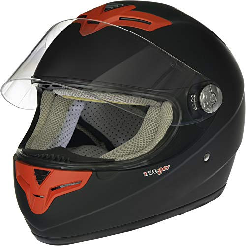 rueger Integralhelm RT-823 Matt Schwarz mit roten Lüftungen, mit neuester ECE 22/05 Größe XS (53-54)