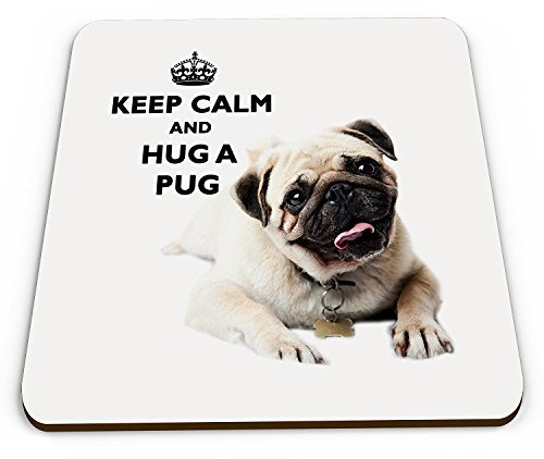 Keep Calm and Hug a Pug Neuheit glänzend Tasse Untersetzer