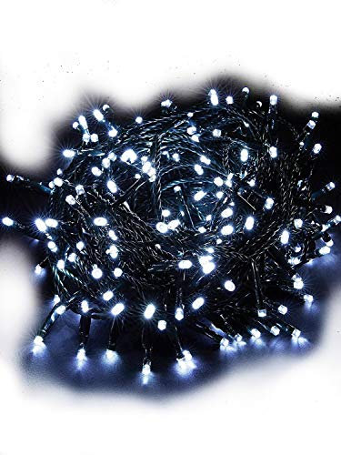 Best Artificial 100 Bright White LED's Black Cable Connectable Outdoor Christmas Waterproof String Lights (10m) with Low Voltage Plug