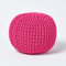 Homescapes Pouf Strickpouf rundes Bodenkissen, Sitzpouf 35 x 40 cm, gepolsterter Sitzhocker, Sitzpuff/Puff mit grob gestricktem Bezug aus 100% Baumwolle, Strickpuff, rosa