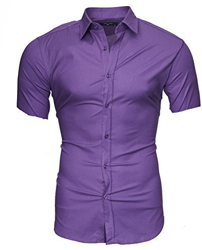 Kayhan Homme Chemise Manches Courtes, C-22 Caribic Purple S
