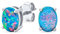 Traditionelle Blaue Opal-Oval-Solitaire-Ohrstecker Für Frauen Im Korb-Set Aus .925 Sterling Silber 8 Mm Oktober-Geburtsstein
