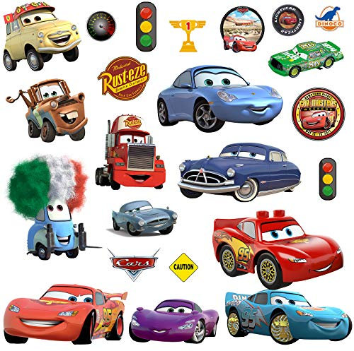 Bunte Autos 3 Cartoon Wandaufkleber für Schlafzimmer Jungen und Mädchen Wandbild Aufkleber