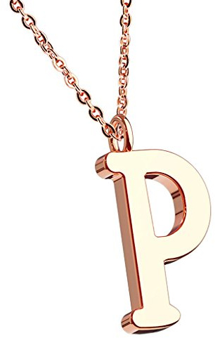Mianova Damen Halskette Kette mit Buchstaben Anhänger Rosegold Vergoldet Buchstabe P