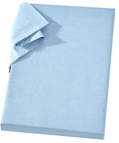 Carpe Sonno Linon Bettlaken Laken ohne Gummizug 150x250 cm Hellblau - Griffiges Leintuch Haustuch 100% Baumwolle - Vielseitiges Tuch Tischdecke Sofaüberwurf & Sesselüberwurf Betttuch Linontuch