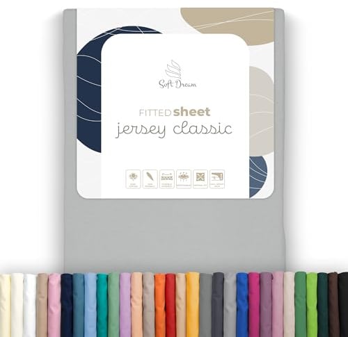 Soft Dream Spannbettlaken 220x200 cm Baumwolle Jersey | Grau | Steghöhe 30 cm | 150 g/m² | gekämmte Baumwolle | OEKO-TEX Standard 100