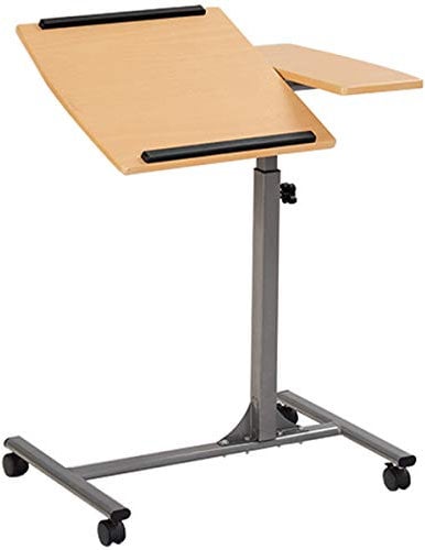 DREAMADE Beistelltisch mit Rollen und Bremsen, Betttisch Laptoptisch Pflegetisch Höhenverstellbar und Neigungsverstellbar, Notebooktisch Couchtisch