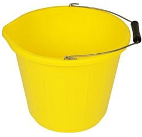 Srendi® Black/Yellow Plastic Builders Bucket 3 Gallon 14 Litre Water Mixing Storage Strong with Handle Made in U.K. (Yellow, 3)
