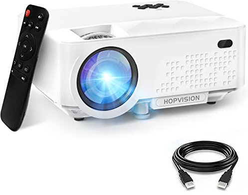 HOPVISION Retroprojecteur,6500 Lumens Mini Projecteur 1080P Full HD, Vidéoprojecteur avec 240 Display, Projecteur Portable 90000 Heures Compatible avec HDMI/USB/AV/VGA White