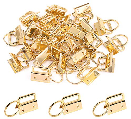Swpeet Lot de 30 porte-clés en or rose de 2,5 cm, parfaits pour les bracelets de sac avec tissu/ruban/sangle/gaufré et autres travaux manuels – 25 mm