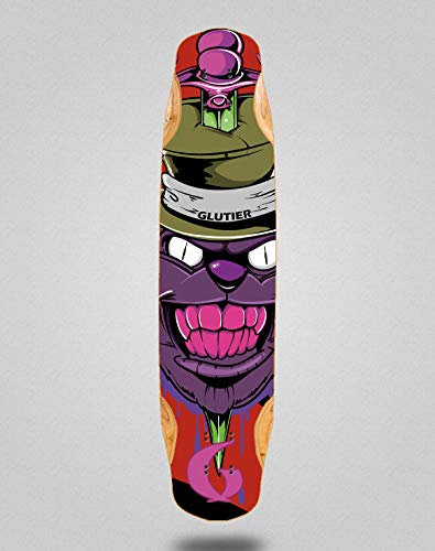 Glutier Skateboard Longboard Deck Mix Bamboo 38 x 8,45 Gr Cat Red
