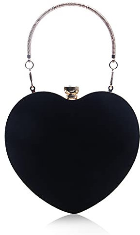 7VSTOHS Damen Clutch für Hochzeitsfeier Herz Abendtasche Mini-Partytasche aus Samt Prom Crossbody Clutch Prom