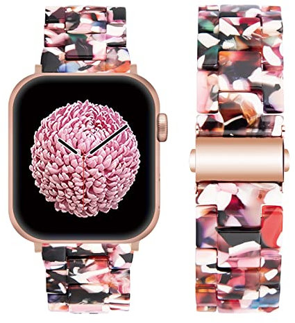 SEURE Compatible with Apple Watch Band 38mm 40mm 41mm 42mm 44mm 45mm, Women Men Resin Strap with Stainless Steel Buckle Replacement for Series SE/8/7/6/5/4/3/2/1