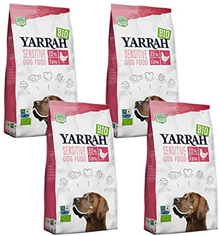 Yarrah - Trockenfutter Sensitive mit Huhn & Reis für Hunde Bio - 2 kg - 4er Pack