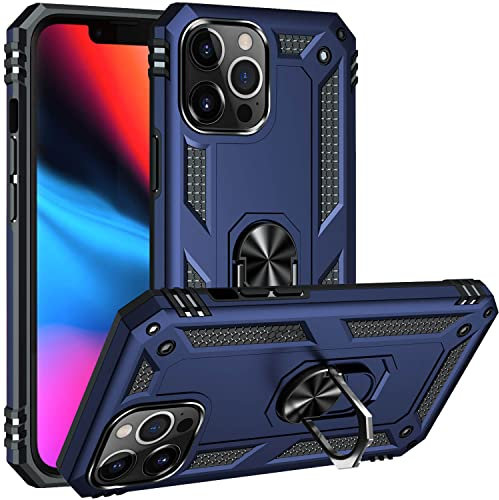 Fetrim Hülle Kompatibel für iPhone 13 PRO Max, stoßfest Schutzhülle mit Drehring Ständer für Apple iPhone 13 PRO Max Navy Blau