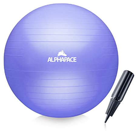 ALPHAPACE Dicker Anti-Burst Gymnastikball Sitzball Trainingsball inkl. Luft-Pumpe, Ball für Fitness, Yoga, Gymnastik, Core Training, für starken Rücken als Büro-Stuhl, French Lavender, 65cm