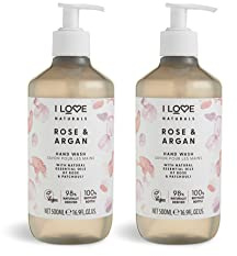 I Love Naturals Rose & Argan Hand Wash – With Natural Oils of Rose & Patchouli – Gently Cleanses & Refreshes – Nourishing Vegan Hand Soap – Floral Scented, Cruelty-Free Daily Hand Care 500ml 2 x 500ml