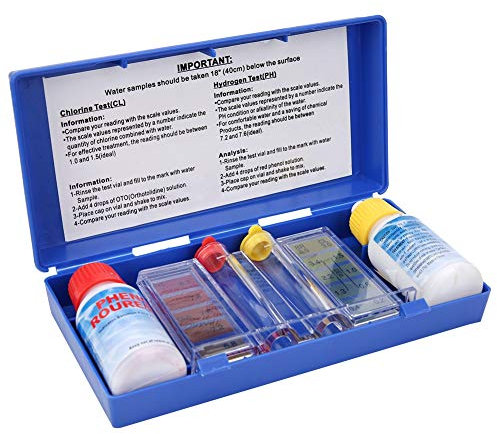 Kit de prueba de calidad del agua con cloro PH, probador de piscina, caja de prueba de pozos para beber en el hogar, equipo químico para deportes escolares, gimnasio, acuario, agua dulce, agua salada