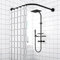 Duschvorhangstange Gebogen L Form Badewanne Edelstahl Duschstange Ecke Badewanne Edelstahl Teleskopstange Eckduschstange für Umkleidekabine70 to 95cm x 125 to 165cm