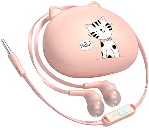 UKCOCO 3. Auricolari Intra-Ear da 5 Mm: auricolari stereo cablati con microfono con custodia per auricolari gatto carino per jack 3. 5 mm.