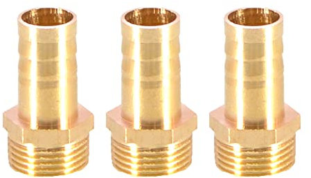 TopHomer Lot de 3 raccords de tuyau cannelés en laiton 12 mm vers 3/8 mâle BSP fileté adaptateur de tuyau