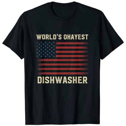 Drapeau américain du lave-vaisselle World's Okayest T-Shirt