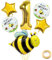 Weenkeey Große Biene Folienballon für 1. Geburtstag - Honigbienen Ballon, Gold Zahl 1 Luftballon für Baby Shower, Mädchen Jungen Party Deko
