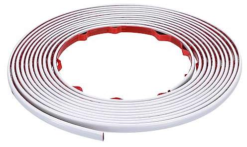 sourcing map Flexible Molding Trim Self Adhesive, 16.4Ft x 0.31Inch Peel and Stick Metallic Mirror Frame, PVC Metal Trim Molding for Wall, Car, Mirror, Door, Wardrobe (Bright White)