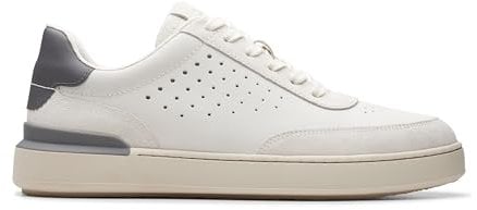 Clarks Herren Courtlite Run Sneaker, Weißes Nubuk, 46 EU
