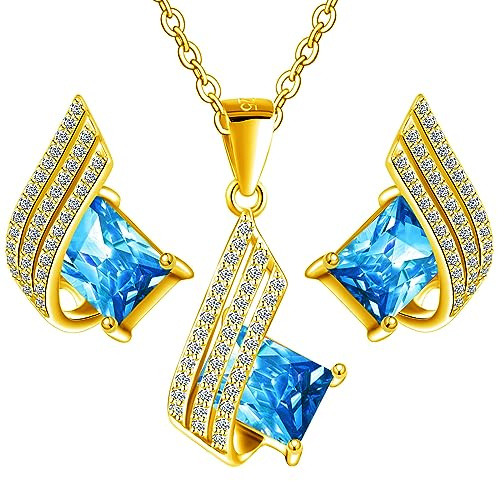 MŚ 1997 MENNICA ŚWIDNICKA 4 Farben Ohrringe mit Halskette Silber 925 Damen Set Vergoldet 24 K - Hochwertige Österreichische Kristalle und Zirkone - Schmuck Kette damen - Ohrringe Set mit Halskette