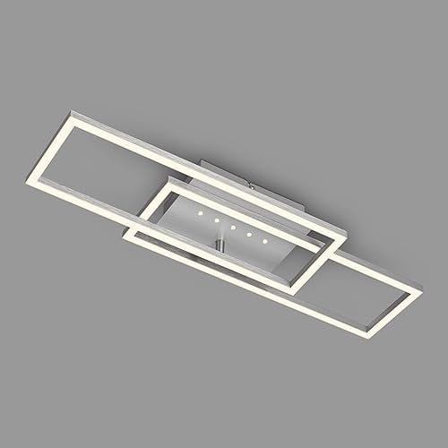 BRILONER - LED Deckenlampe mit kleinen LED-Dots, warmweißes Licht, Schwenkbare Deckenleuchte, LED Lampe Alufarbig, 28W Wohnzimmerlampe mit Speicherfunktion, 560x180x75 mm (LxBxH)