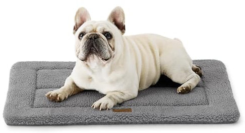 BEDSURE waschbar Hundematte Mittelgroße Hunde - 74x46 cm Hundekissen mittelgroße Hunde mit hochdichter Schaumstofffüllung, Sherpa-Plüsch waschbar Hundematratze, grau