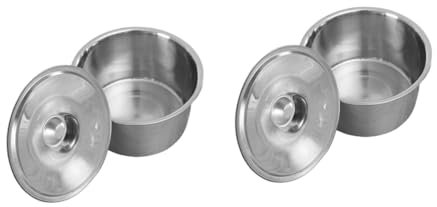 Cabilock 2 Pièces bassine en acier inoxydable bols gigognes avec couvercles ramequins en inox pot Récipient condiment cuisine Récipient assaisonnement cuisine bassin ménager Avec couverture