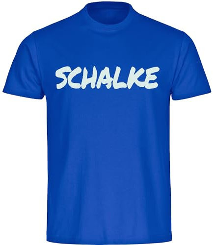 multifanshop Kinder T-Shirt - Schalke - Textmarker - Druck weiß - Kind Größe 164 blau