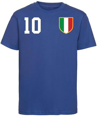 Italien Kinder T-Shirt Italia Trikot Personalisiert mit Wunschname + Nummer - Blau 6 Jahre (106/116)