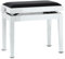 GEWA Pianobank Deluxe Vinyl - Weiß Hochglanz- Massivholz - Vinyl Sitzbezug - 52x30cm Sitzfläche - Höhenverstellbar - Hochfeste Fixierung - 2t Bruchlast