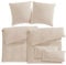Pure Label Musselin Bettwäsche - 6-teilig: Bettbezug 155x220 + Kissenbezüge 80x80 und 40x80 aus Baumwolle - Weiche Bettwäsche in Beige