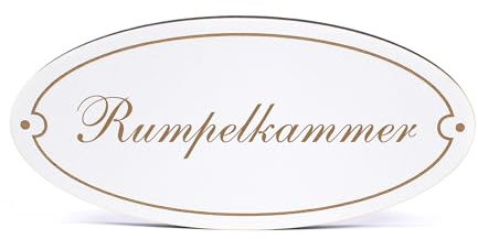 Dekolando Deko Türschild oval - Rumpelkammer - Schild 15 x 7 cm - Schilder Türschilder Namensschilder Wohnung selbstklebend Holzschild Tür Holzschilder
