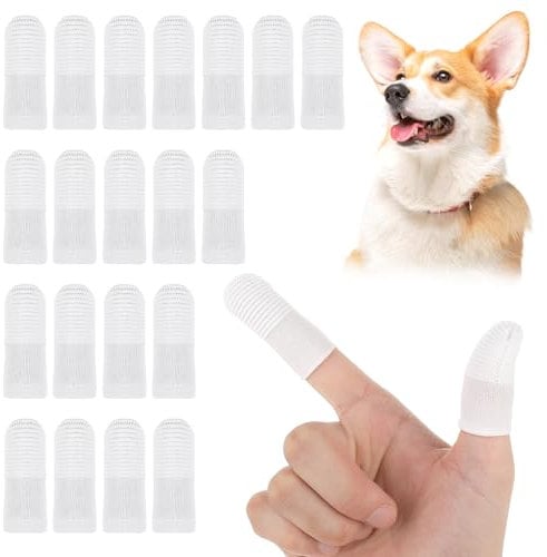 Sibba Dog Toothbrush 20Pcs Pet Toothbrush Finger Toothbrushes 360º Dog Tooth Brushing Kit Finger Cleaning Gloves Washable Cat Toothbrush Comfortable Brush Tape Pad Clean Cushion