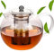 CRYSTALIA Premium Borosilicate Clear Glass Teapot with Infuser, 1300ml 100% Lead Free Heat Resistant Glass Tea Pot Infusers for Loose Tea, Herbal Tea Pot, Sage Tea Maker, Chai Pot, Infusion Teapot