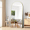 Weare Home Miroir sur Pied, 192 x 85 cm, Arqué Miroir Pleine Longueur, Miroir Arqué avec Cadre en Métal, Support, Miroir sur Pied Penché ou Suspendu pour Salon, Chambre, Entrée(Doré)