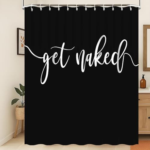 Xiaoterna Se Mettre à Nu Rideau de Douche Rideau de Douche Noir Esthétique Moderne Minimaliste Rideau de Douche Blanc et Noir résistant à la moisissure et Lavable en Machine 105x160cm