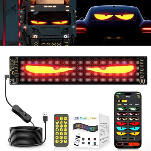 ZIMAOER LED Augen für LKW, Teufelsaugen Lichter für Autos, Flexibles LED-Display, Großes Programmierbares Design für Auto, LKW, Geschäft, DIY Dynamische Werbung (1er 12x59.5cm)