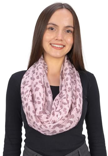 Seasons of April Damen Loop Schal – Hochwertiger Viskose-Seide Mix mit Animal-Print | Dünn, Leicht, Weich - Kiwi (M273 Rosa)