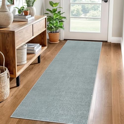Carpet Runner for Hallway Non Slip Long 60 x 180 cm Washable Kitchen Runner Rugs for Hallway Heavy-Duty Absorbent Area Rugs Door Mats Carpet Floor Mat Hallway Runner Rug for Entryway Laundry Blue