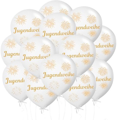 24 Stück Jugendweihe Luftballon Weiß, Endlich Erwachsen Deko Ballons, 12 Zoll Helium Ballon Latex Ballon, für Jungs und Mädchen zur Jugendweihe Party Deko