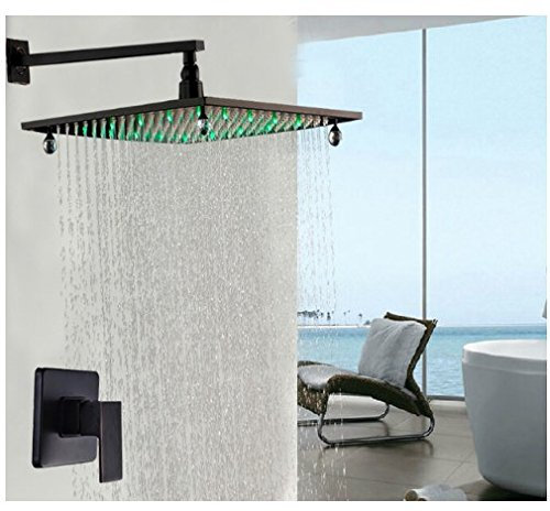 QTYQWC Wall Mount 16 LED Shower Faucet Rainfall Diamond Shower Head Single Handle Tap