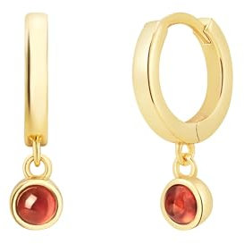 Glanzstücke München Damen Ohrringe aus 925/- Sterling Silber gelbvergoldet 14 Karat mit Granat rot Silberohrcreolen